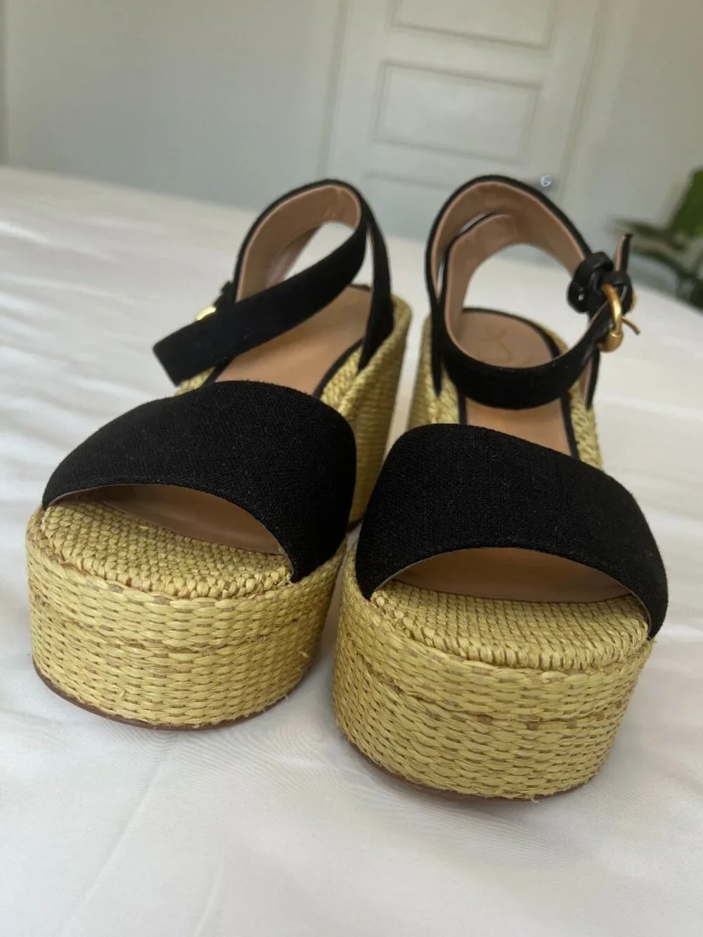 Sam Edelman Immie Platform Heels Espadrille Black Sandals Black Size 10